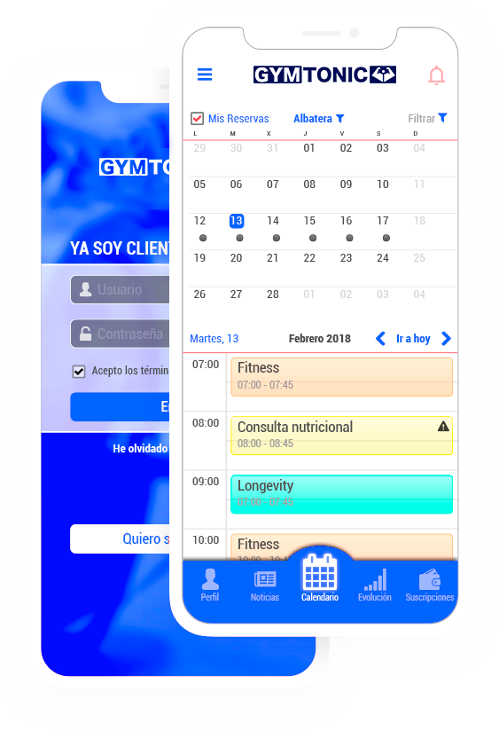 Captura de dos pantallas de la aplicación